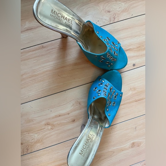EUC MICHAEL Michael Kors Mule Tuquoise Platforms, S 6 - Picture 2 of 8